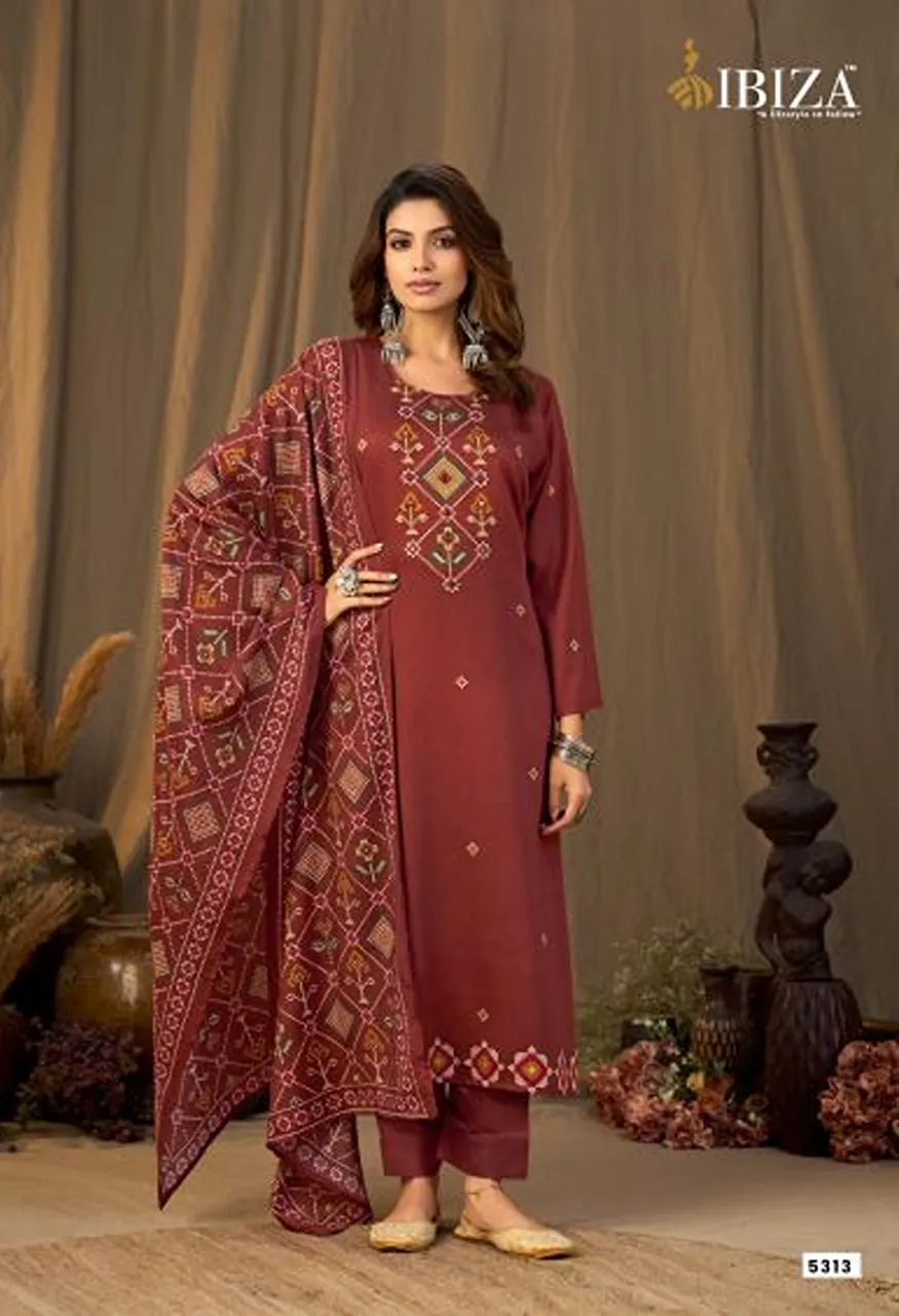 Ibiza Butterfly Viscose Pashmina Satin Digital Printed Salwar Kameez Collection — Wholesale Salwar Suits, Ibiza wholesale from Surat — view 2