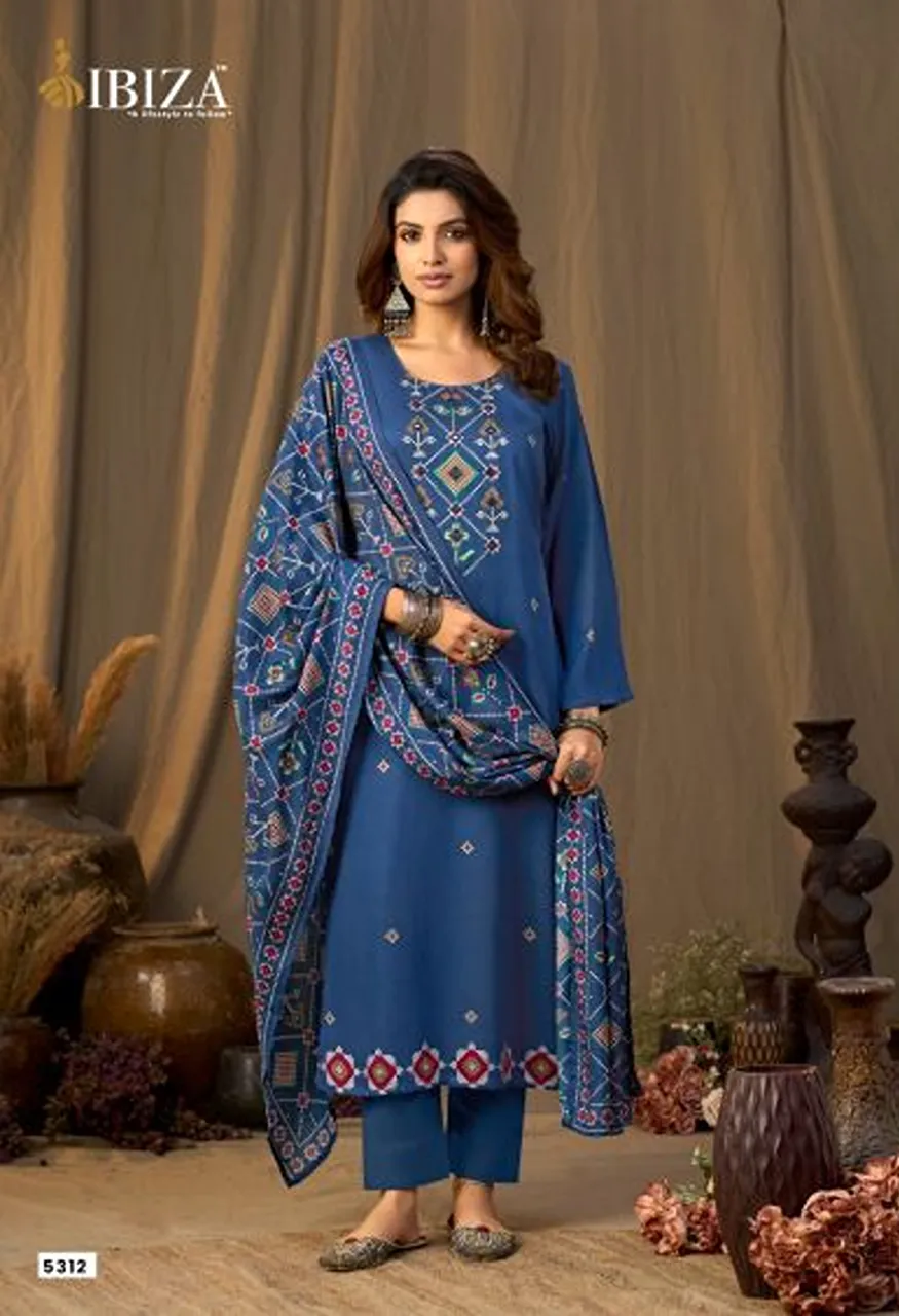 Ibiza Butterfly Viscose Pashmina Satin Digital Printed Salwar Kameez Collection — Wholesale Salwar Suits, Ibiza wholesale from Surat — view 5