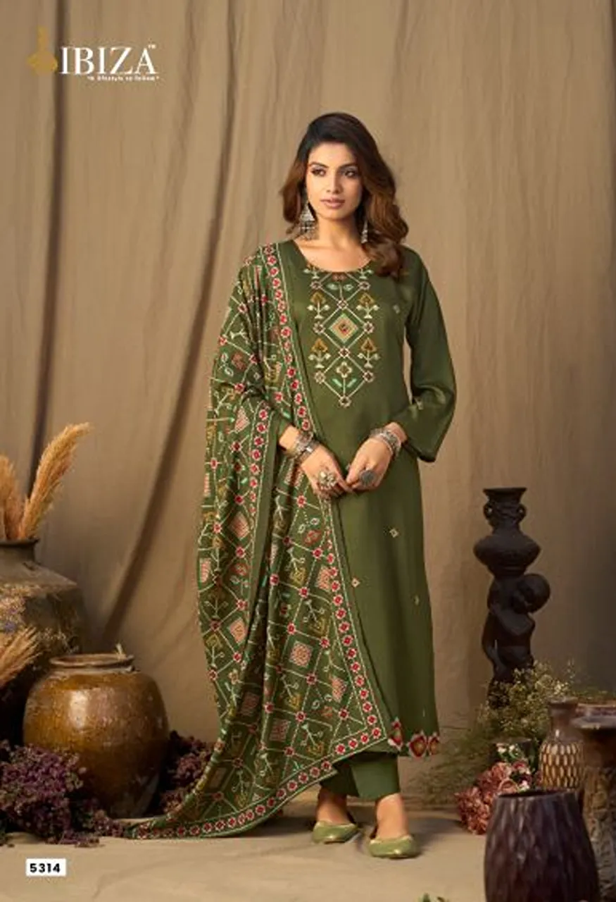 Ibiza Butterfly Viscose Pashmina Satin Digital Printed Salwar Kameez Collection — Wholesale Salwar Suits, Ibiza wholesale from Surat — view 4
