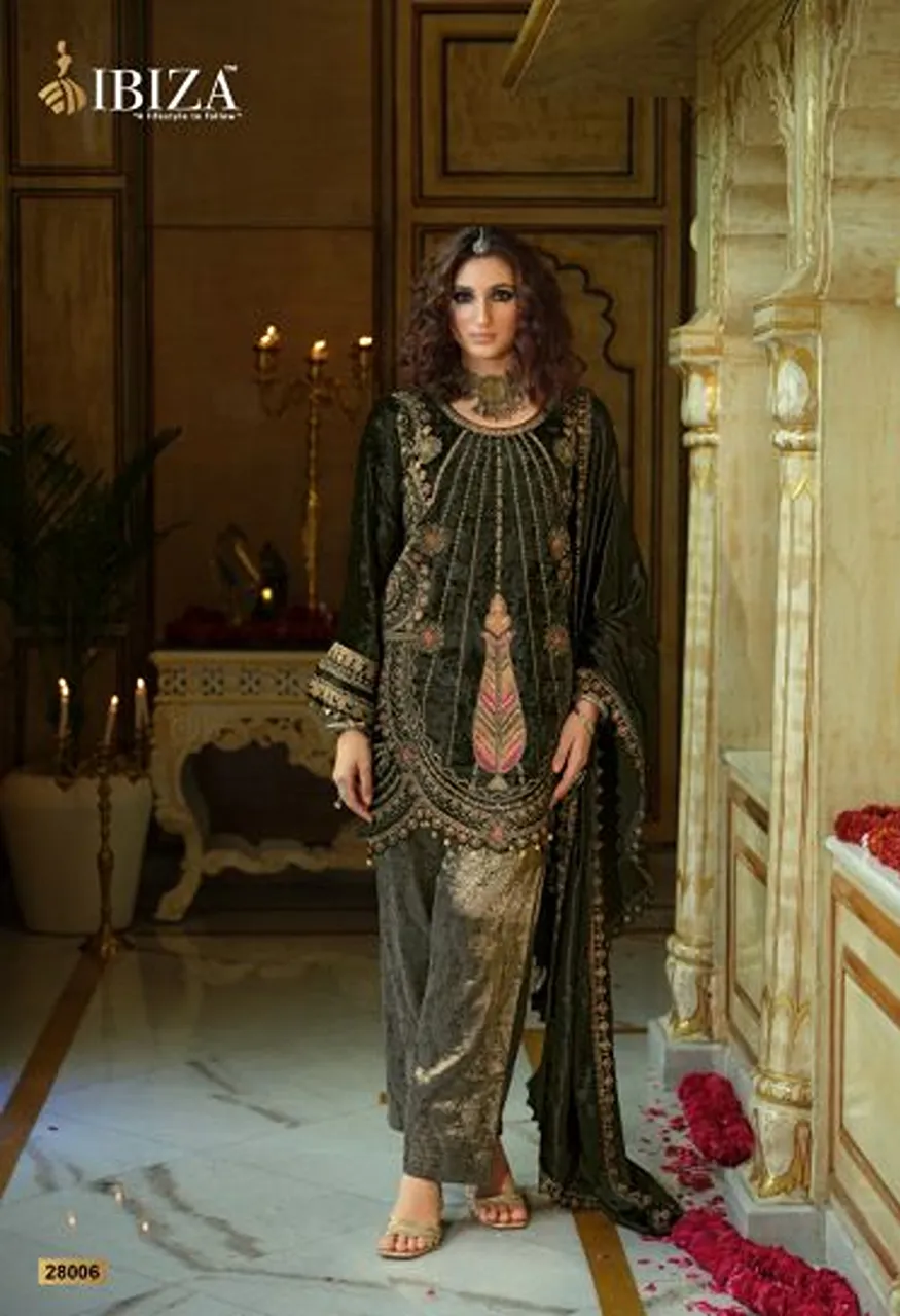 Ibiza Goonj Vol 2 Pure Viscose Velvet Embroidered Designer Salwar Kameez — Wholesale Salwar Suits, Ibiza wholesale from Surat — Photo 3