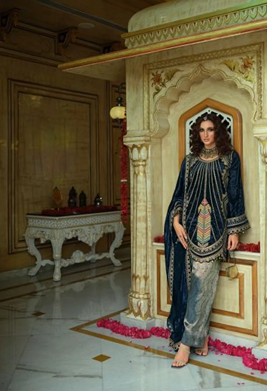 Ibiza Goonj Vol 2 Pure Viscose Velvet Embroidered Designer Salwar Kameez — Wholesale Salwar Suits, Ibiza wholesale from Surat — Photo 5