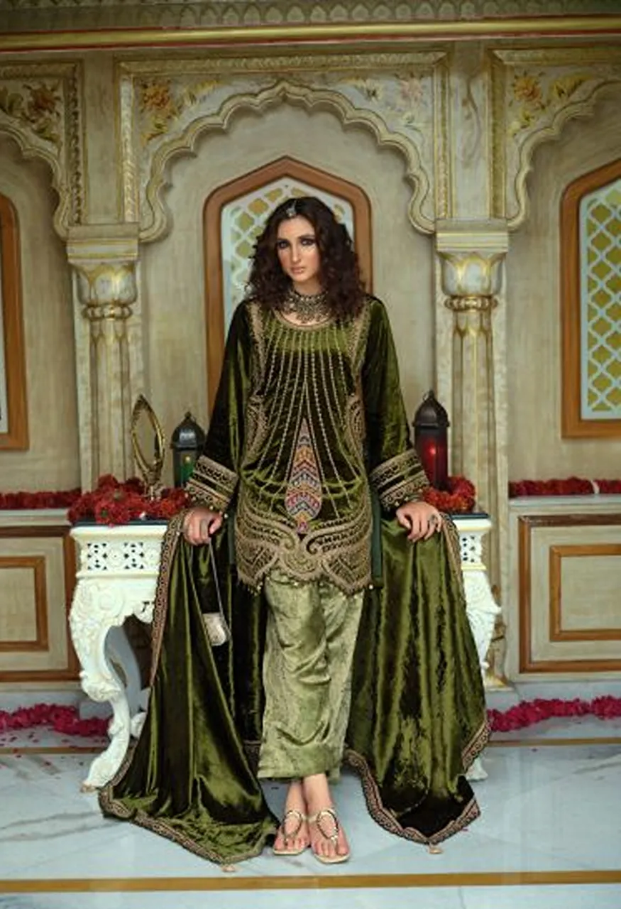 Ibiza Goonj Vol 2 Pure Viscose Velvet Embroidered Designer Salwar Kameez — Wholesale Salwar Suits, Ibiza wholesale from Surat — Photo 4