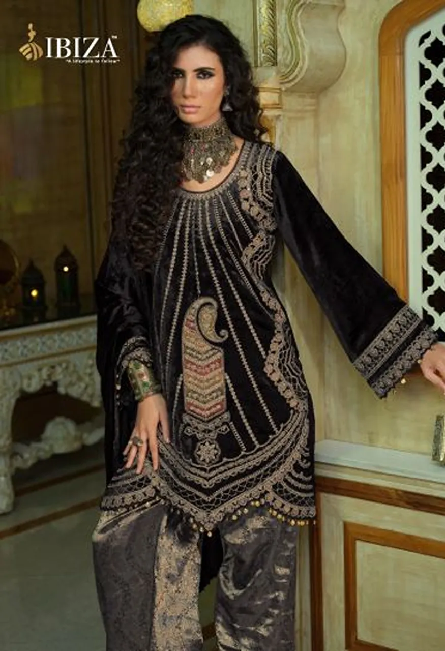 Ibiza Goonj Vol 2 Pure Viscose Velvet Embroidered Designer Salwar Kameez