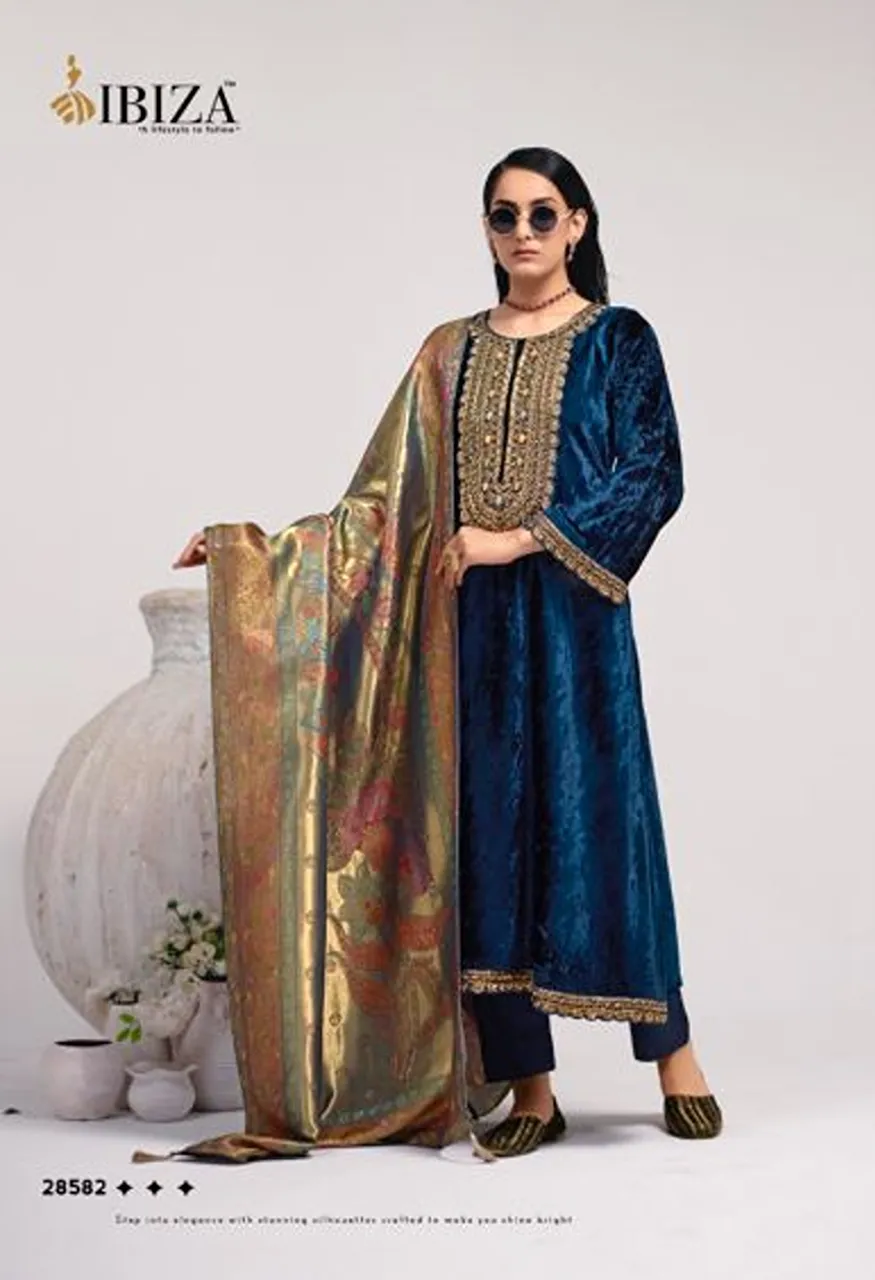 Ibiza Velvet Vogue Pure Viscose Velvet Zardozi Hand Work Salwar Kameez Collection — Wholesale Salwar Suits, Ibiza wholesale from Surat — Photo 3