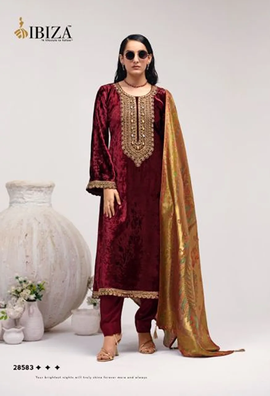 Ibiza Velvet Vogue Pure Viscose Velvet Zardozi Hand Work Salwar Kameez Collection — Wholesale Salwar Suits, Ibiza wholesale from Surat — Photo 2