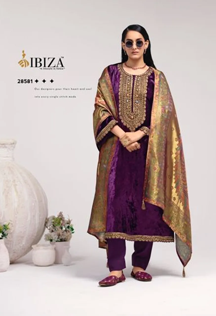 Ibiza Velvet Vogue Pure Viscose Velvet Zardozi Hand Work Salwar Kameez Collection — Wholesale Salwar Suits, Ibiza wholesale from Surat — Photo 5