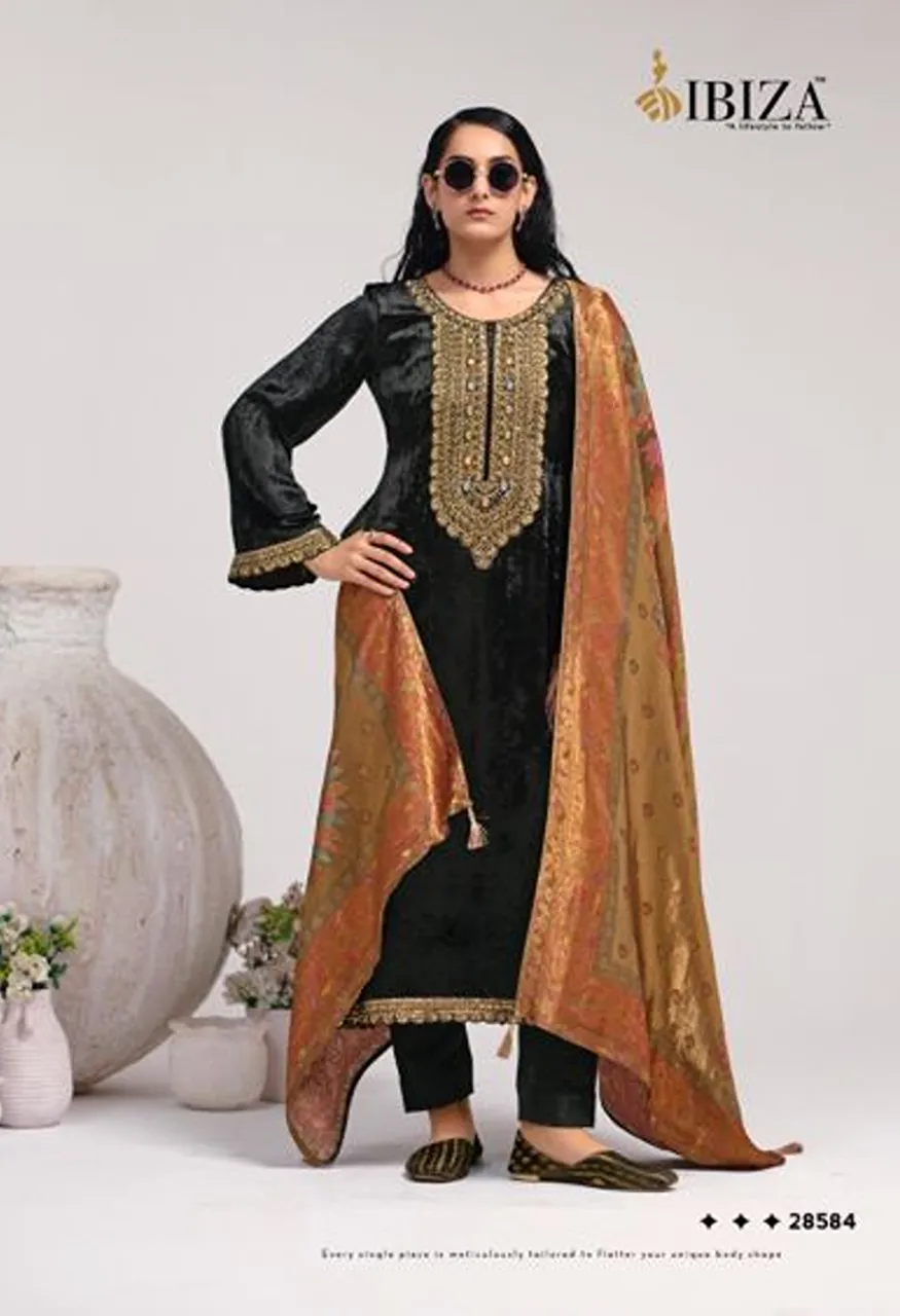Ibiza Velvet Vogue Pure Viscose Velvet Zardozi Hand Work Salwar Kameez Collection — Wholesale Salwar Suits, Ibiza wholesale from Surat — Photo 4