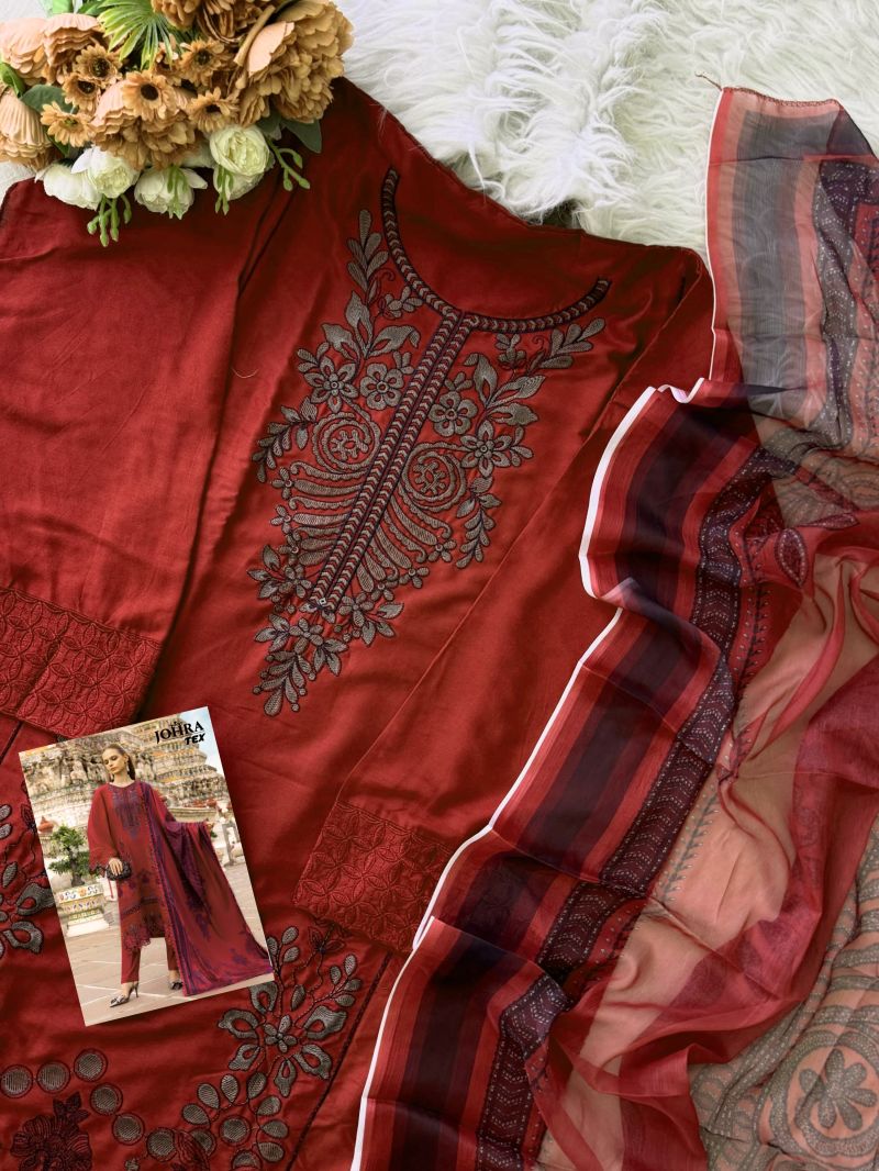 Johra Tex 189 E And F Rayon Cotton Embroidered Salwar Kameez Collection — Wholesale Salwar Suits, Johra wholesale from Surat — Photo 6