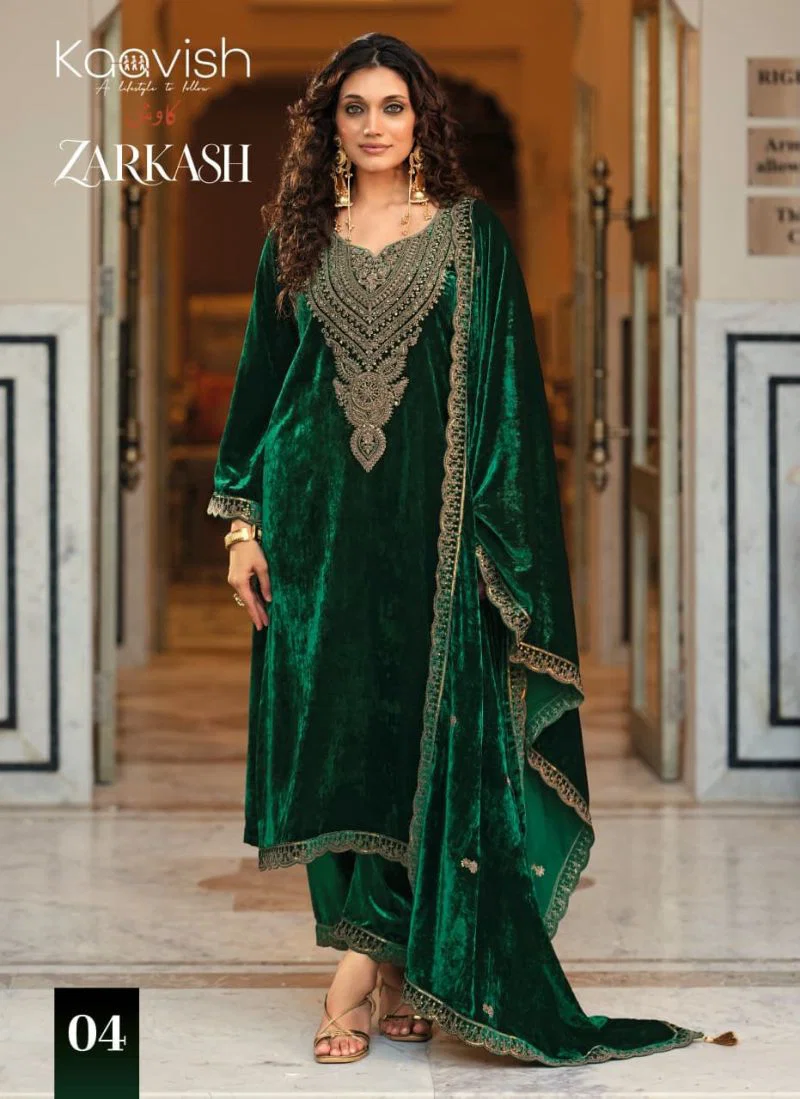 Kaavish Zarkash Velvet Coding and Beads Work Designer Salwar Kameez — Wholesale Salwar Suits, Kaavish wholesale from Surat — view 3