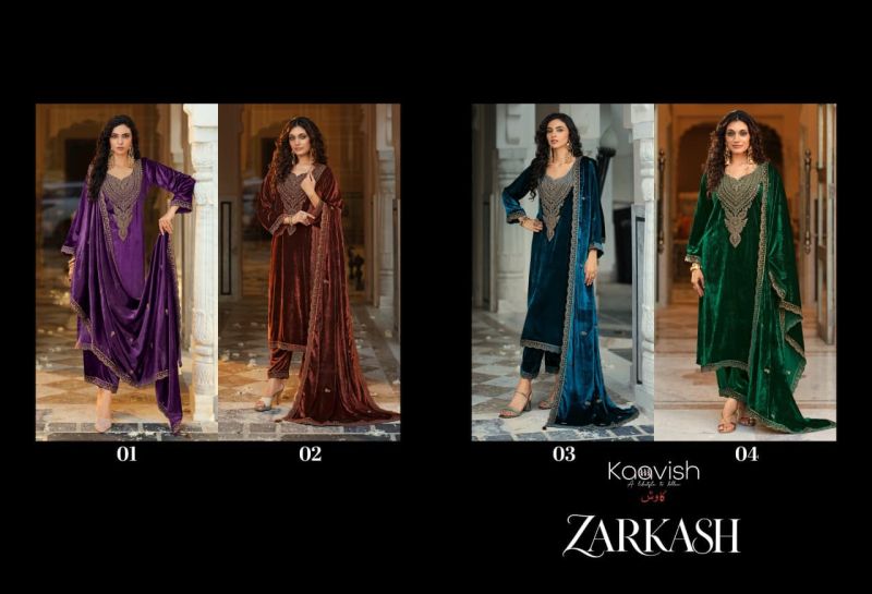 Kaavish Zarkash Velvet Coding and Beads Work Designer Salwar Kameez — Wholesale Salwar Suits, Kaavish wholesale from Surat — view 6
