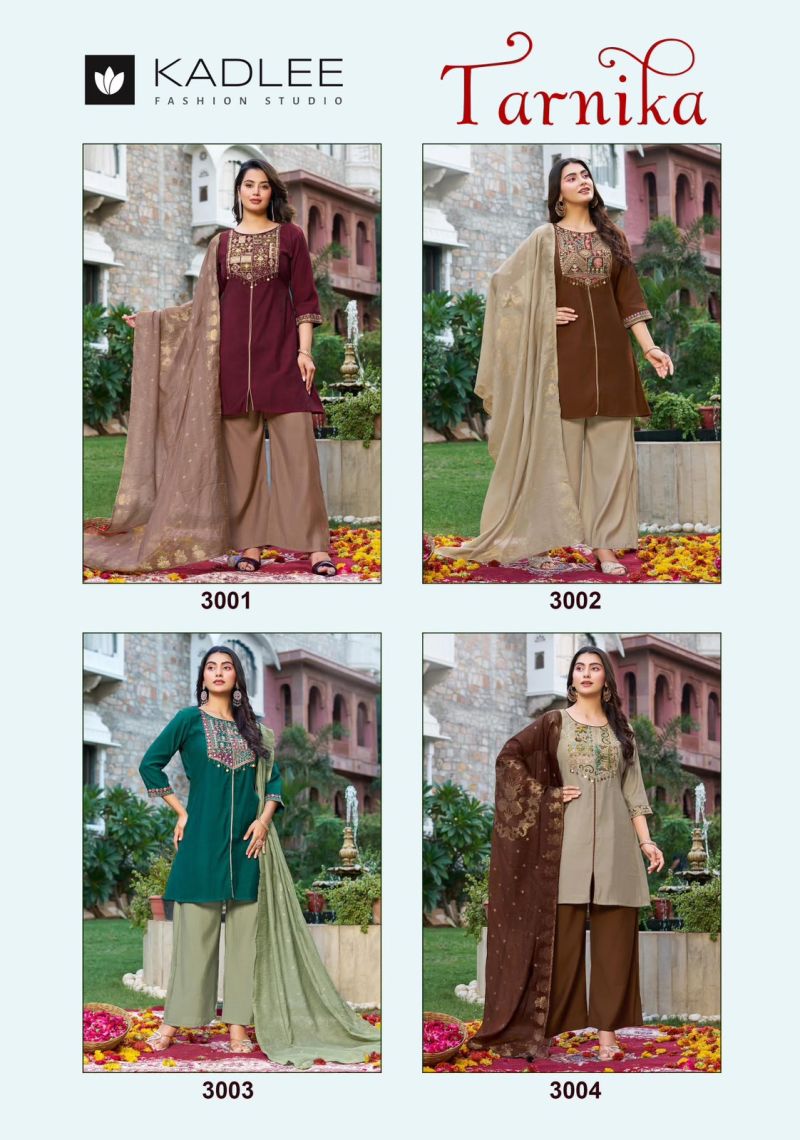 Kadlee Tarnika Roman Silk Hand & Thread Work Kurti with Bottom and Dupatta Wholesale Collection — Wholesale Kurtis, Kadlee Fashion Studio wholesale from Surat — Photo 5
