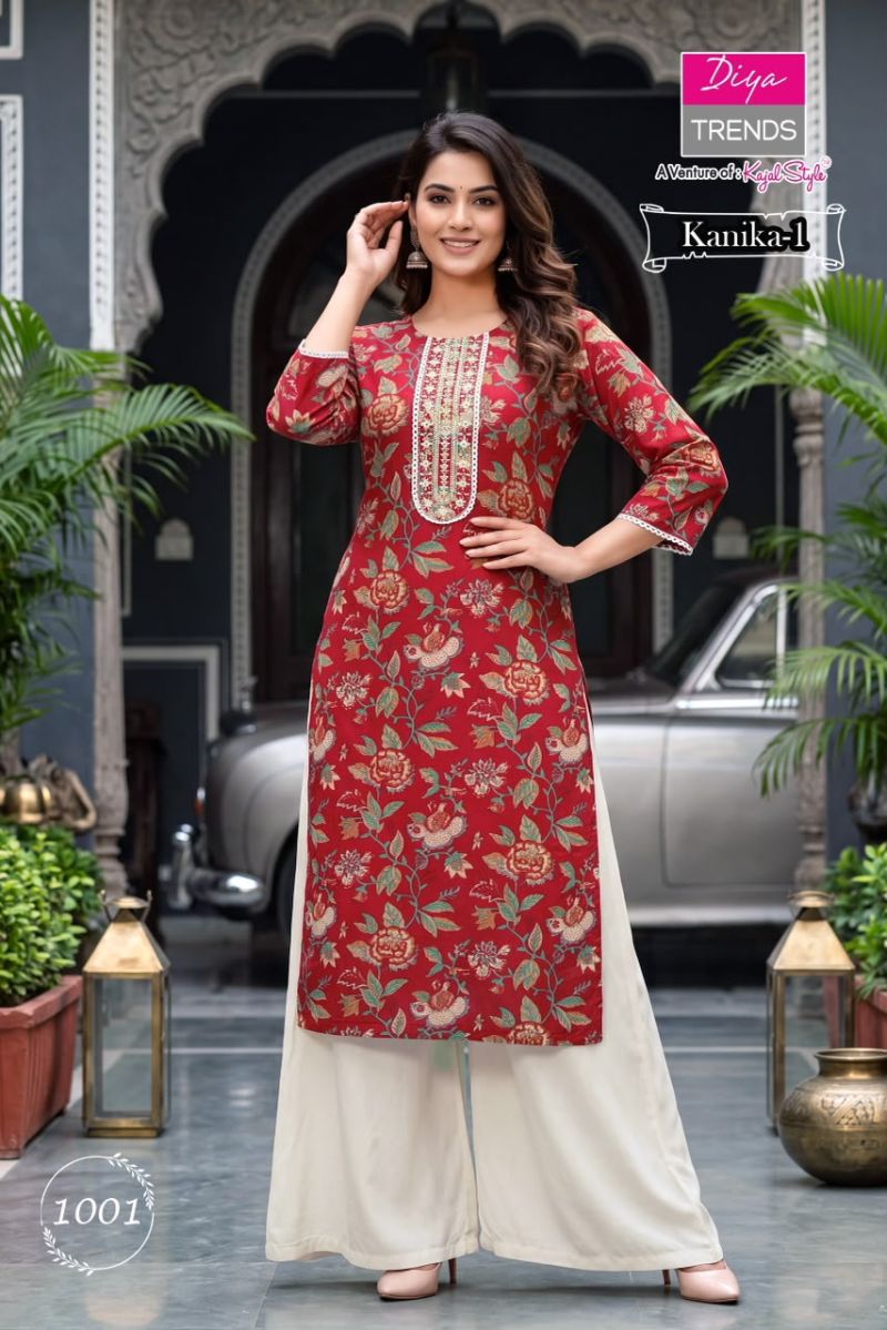 Kanika New Colors By Diya Trends Cotton Print Embroidered Kurti With Bottom CKurti With Bottom Catalog — Wholesale, Vardan Ethnic wholesale from Surat — Photo 2