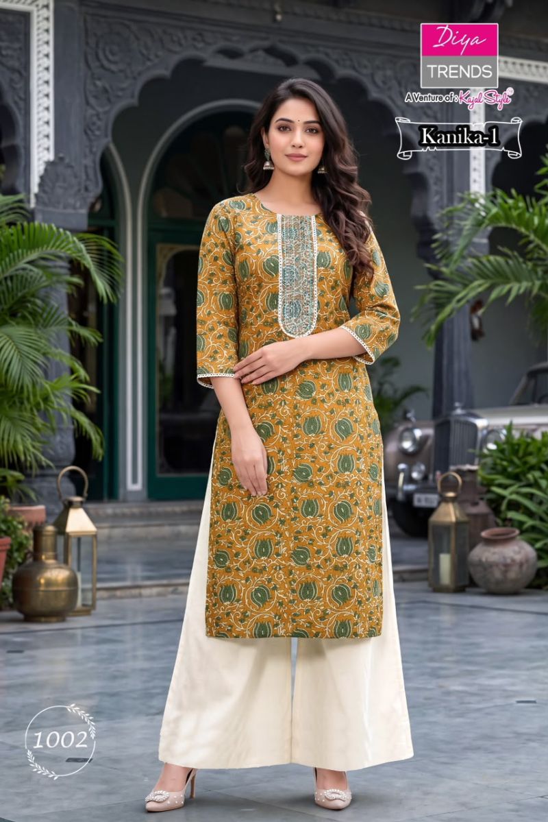 Kanika New Colors By Diya Trends Cotton Print Embroidered Kurti With Bottom CKurti With Bottom Catalog — Wholesale, Vardan Ethnic wholesale from Surat — Photo 3