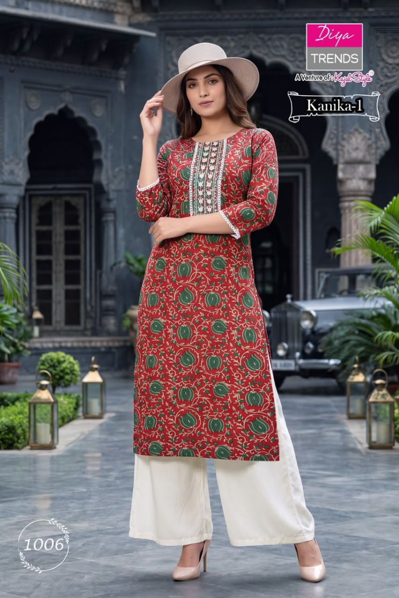 Kanika New Colors By Diya Trends Cotton Print Embroidered Kurti With Bottom CKurti With Bottom Catalog — Wholesale, Vardan Ethnic wholesale from Surat — Photo 5