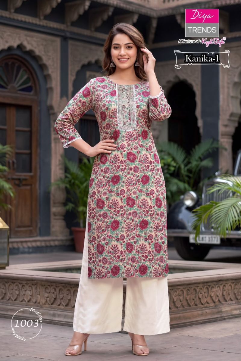 Kanika New Colors By Diya Trends Cotton Print Embroidered Kurti With Bottom CKurti With Bottom Catalog — Wholesale, Vardan Ethnic wholesale from Surat — Photo 6