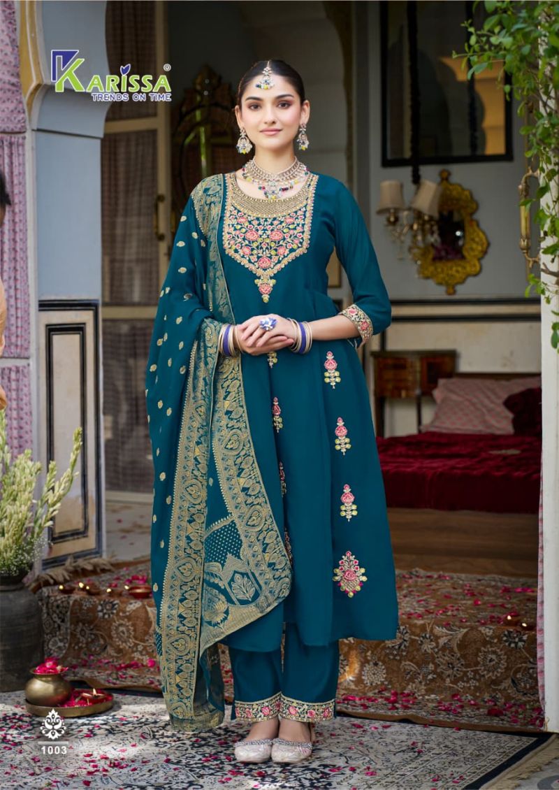 Karissa Festive Premium Viscose Mal Chanderi Kurti with Bottom and Dupatta Wholesale Collection — Wholesale Kurtis, Karissa wholesale from Surat — Photo 4