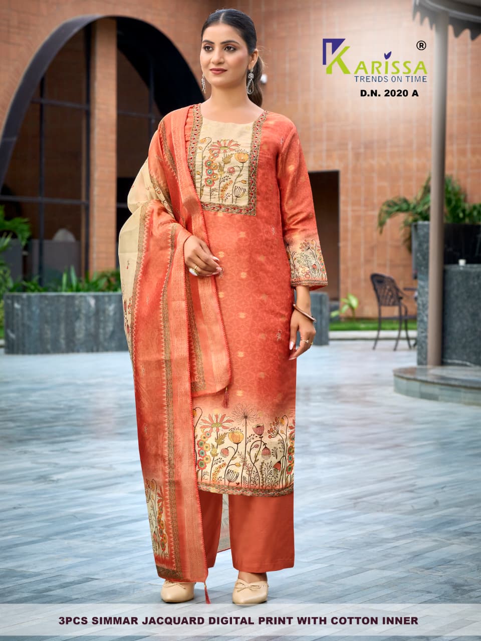 Karissa Setwise Premium Soft Shimmer Jacquard Digital Print 3-Piece Suit Set — Wholesale Kurtis, Karissa wholesale from Surat — Photo 2