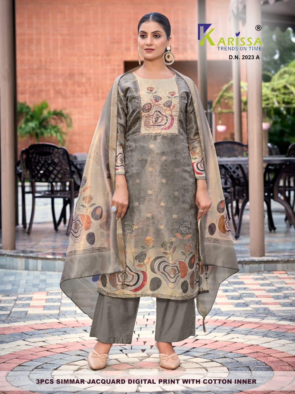 Karissa Setwise Premium Soft Shimmer Jacquard Digital Print 3-Piece Suit Set — Wholesale Kurtis, Karissa wholesale from Surat — Photo 15