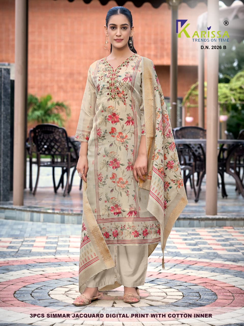 Karissa Setwise Premium Soft Shimmer Jacquard Digital Print 3-Piece Suit Set — Wholesale Kurtis, Karissa wholesale from Surat — Photo 14