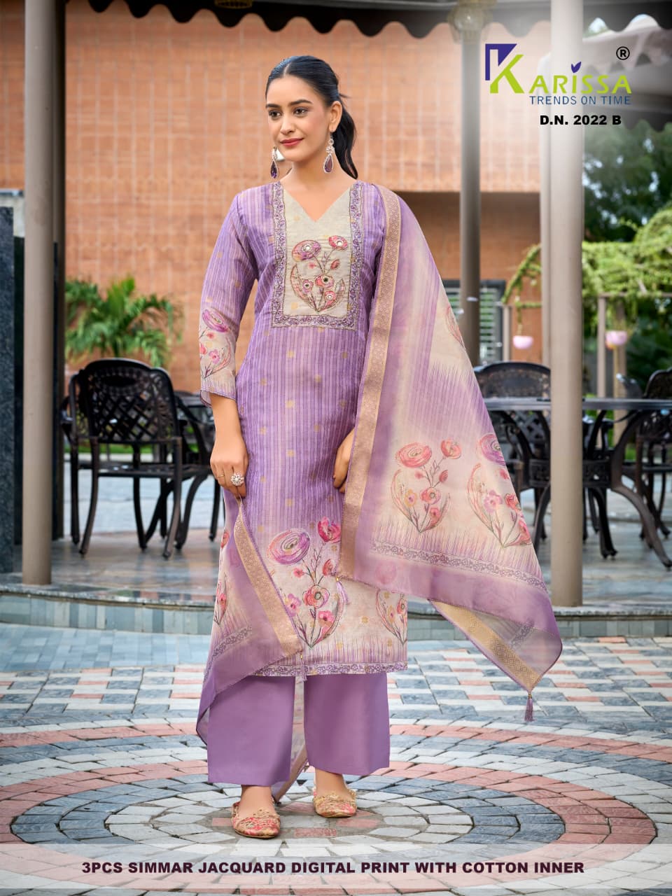Karissa Setwise Premium Soft Shimmer Jacquard Digital Print 3-Piece Suit Set — Wholesale Kurtis, Karissa wholesale from Surat — Photo 12