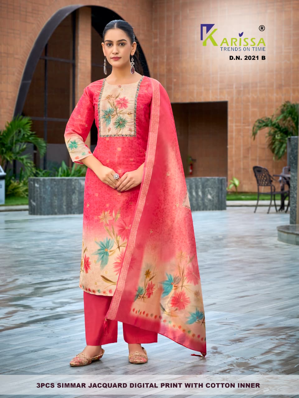 Karissa Setwise Premium Soft Shimmer Jacquard Digital Print 3-Piece Suit Set — Wholesale Kurtis, Karissa wholesale from Surat — Photo 10