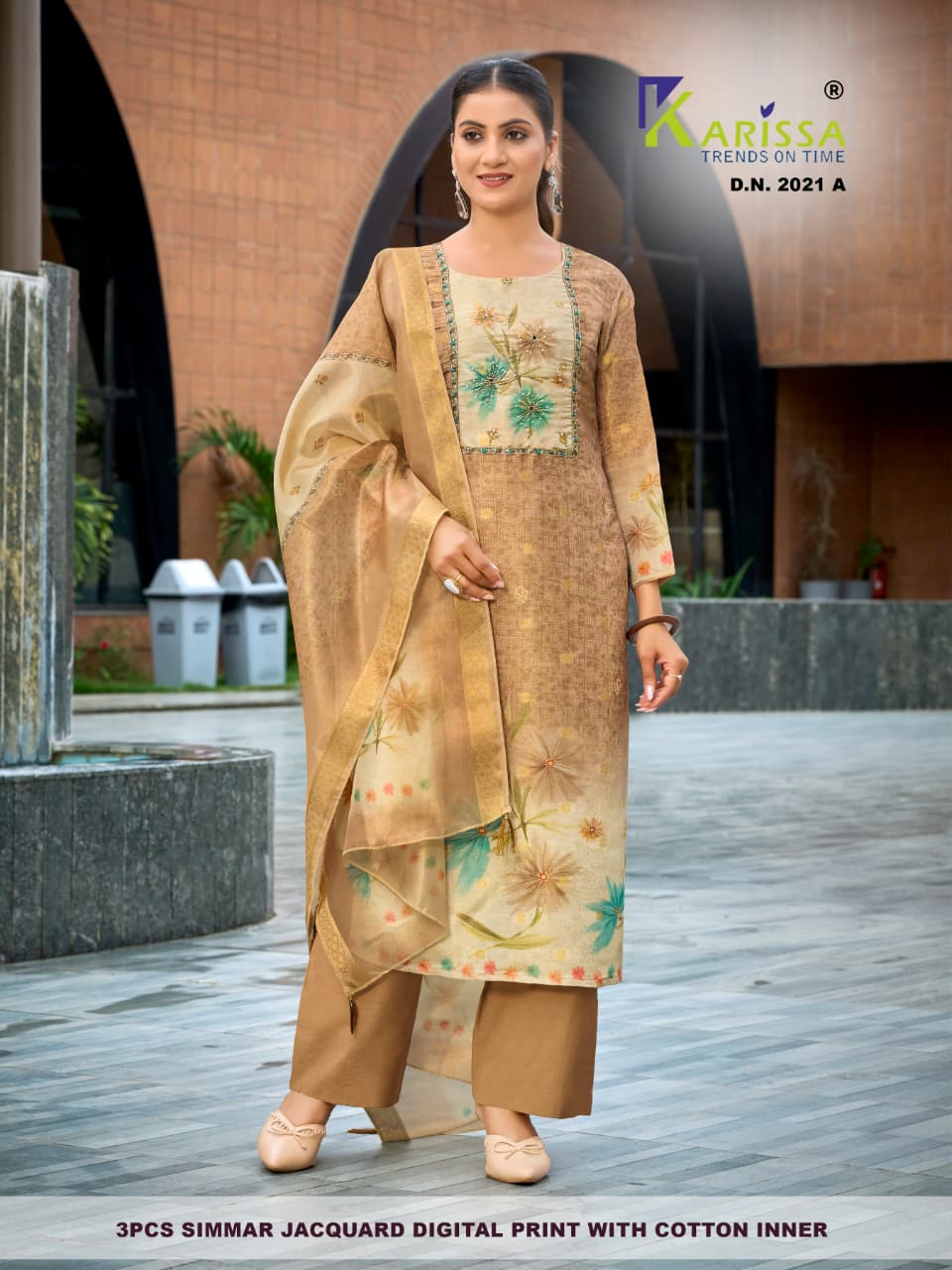 Karissa Setwise Premium Soft Shimmer Jacquard Digital Print 3-Piece Suit Set — Wholesale Kurtis, Karissa wholesale from Surat — Photo 8