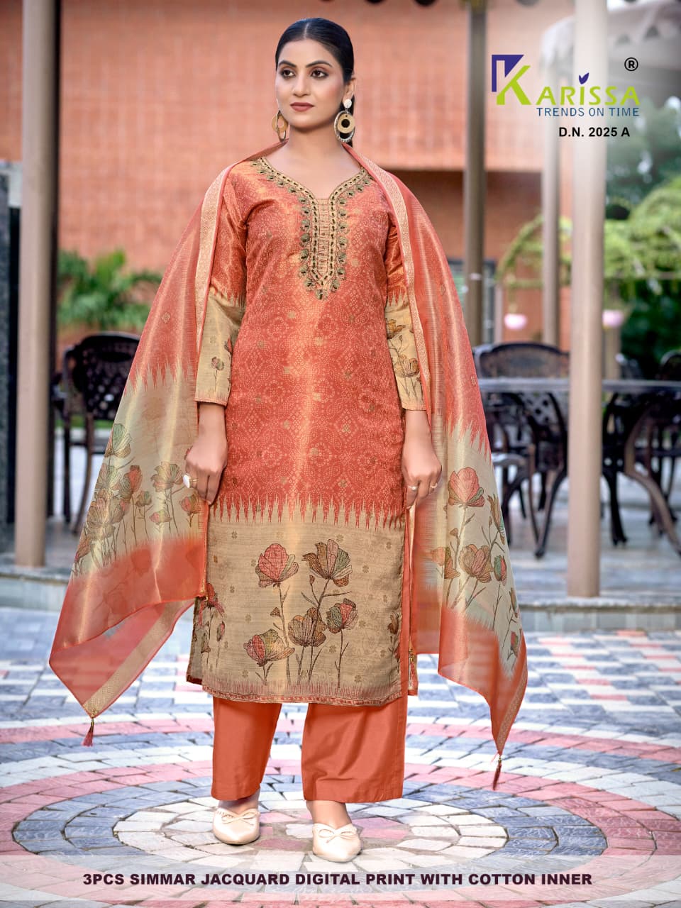 Karissa Setwise Premium Soft Shimmer Jacquard Digital Print 3-Piece Suit Set — Wholesale Kurtis, Karissa wholesale from Surat — Photo 7