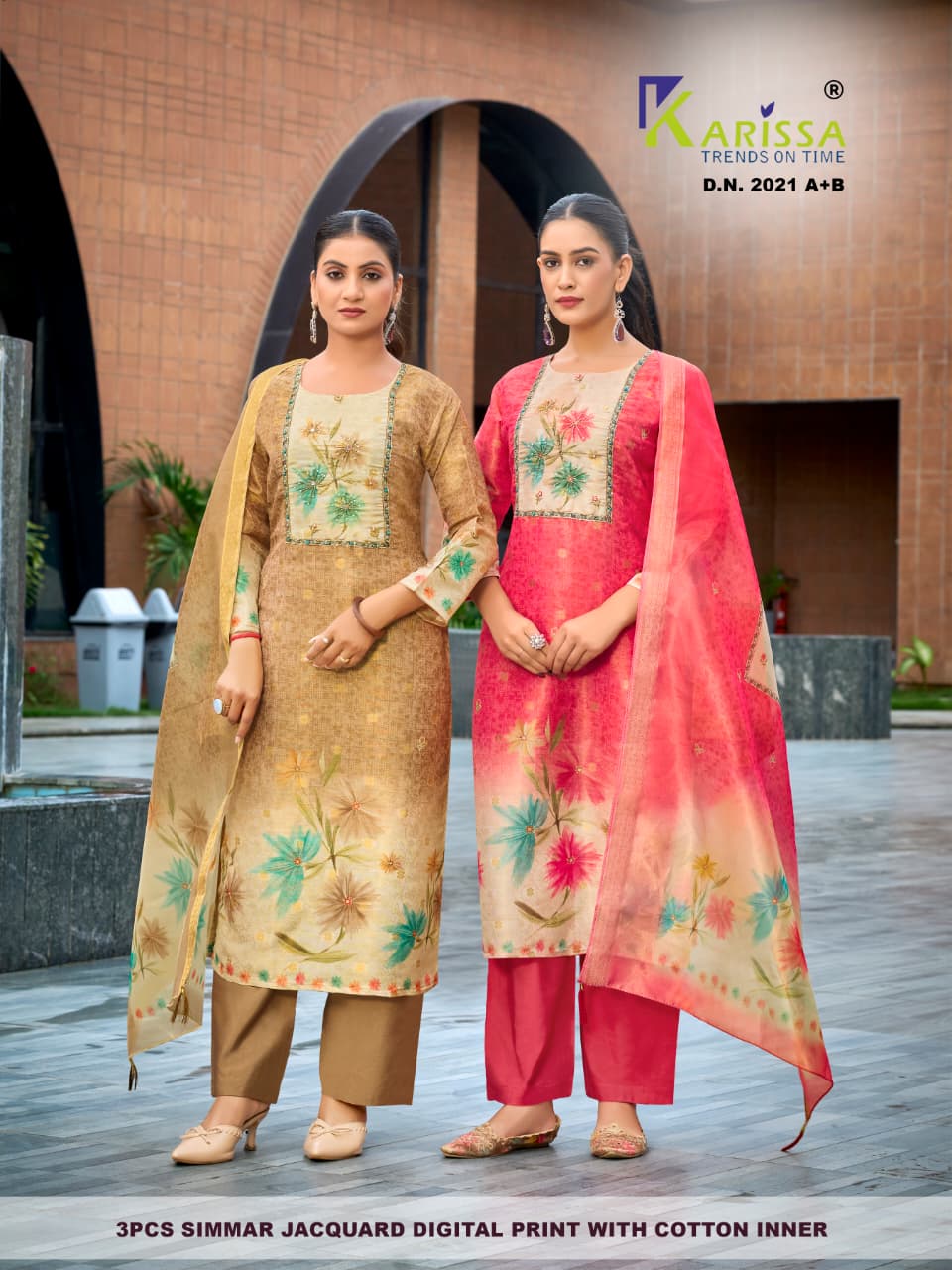 Karissa Setwise Premium Soft Shimmer Jacquard Digital Print 3-Piece Suit Set — Wholesale Kurtis, Karissa wholesale from Surat — Photo 6