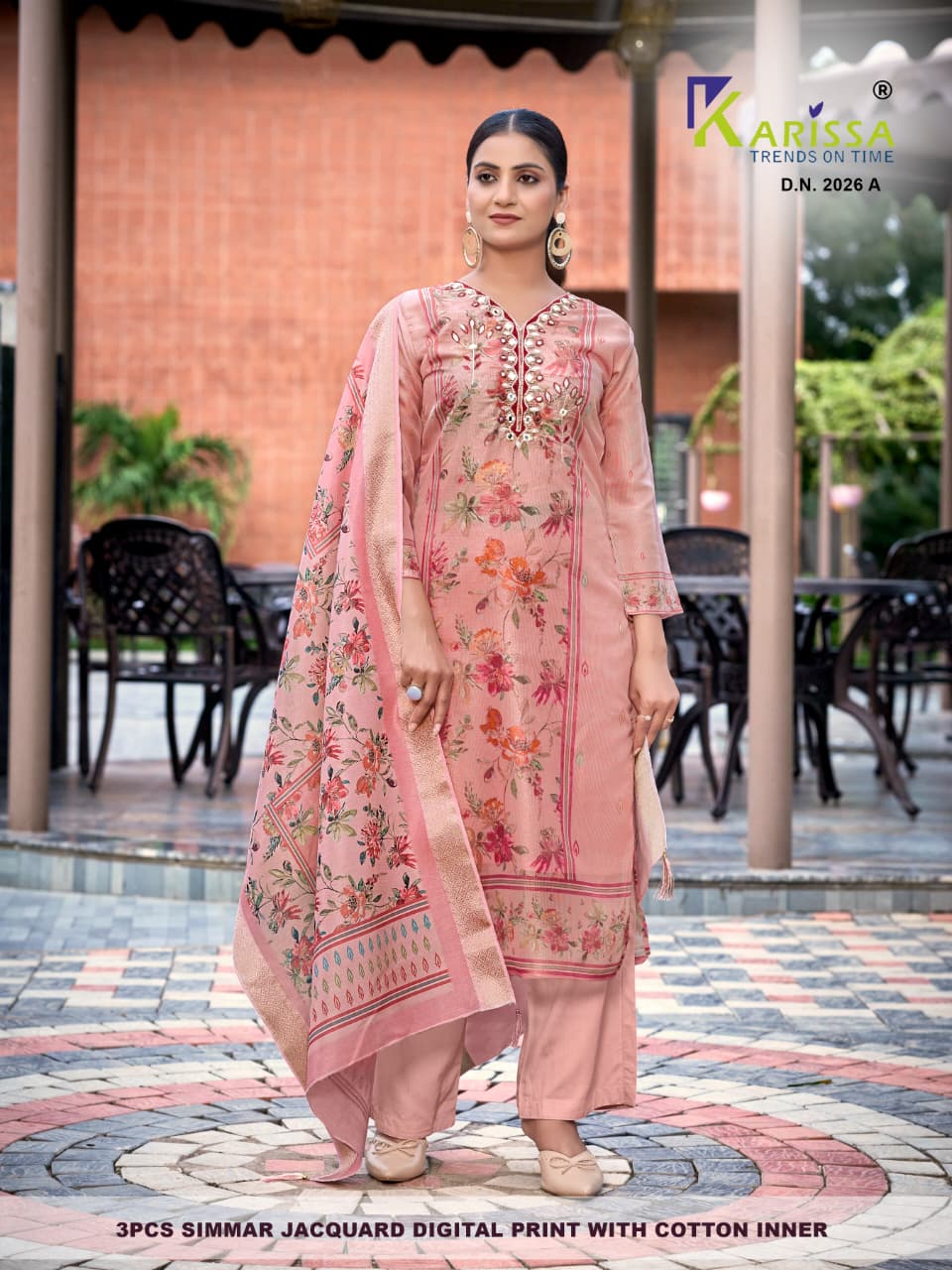 Karissa Setwise Premium Soft Shimmer Jacquard Digital Print 3-Piece Suit Set — Wholesale Kurtis, Karissa wholesale from Surat — Photo 3