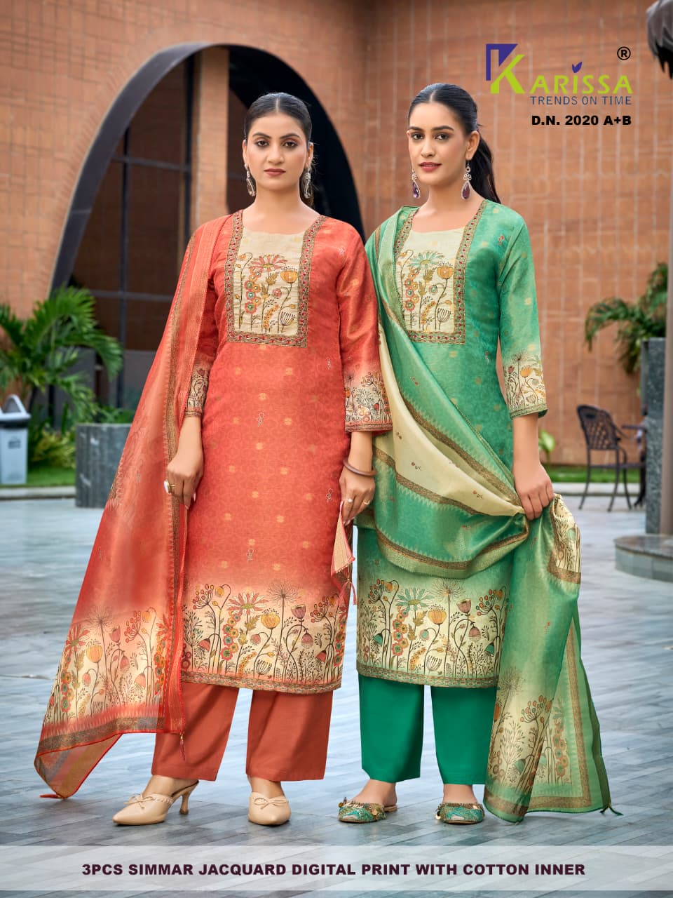 Karissa Setwise Premium Soft Shimmer Jacquard Digital Print 3-Piece Suit Set — Wholesale Kurtis, Karissa wholesale from Surat — Photo 21