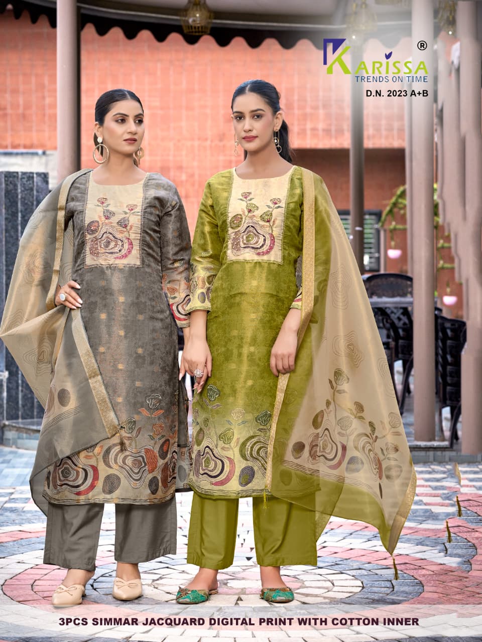 Karissa Setwise Premium Soft Shimmer Jacquard Digital Print 3-Piece Suit Set — Wholesale Kurtis, Karissa wholesale from Surat — Photo 19