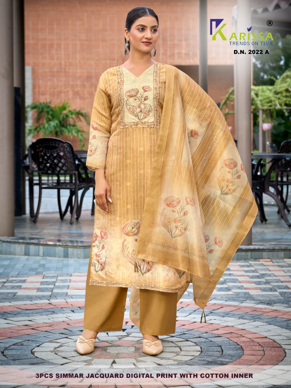 Karissa Setwise Premium Soft Shimmer Jacquard Digital Print 3-Piece Suit Set — Wholesale Kurtis, Karissa wholesale from Surat — Photo 18