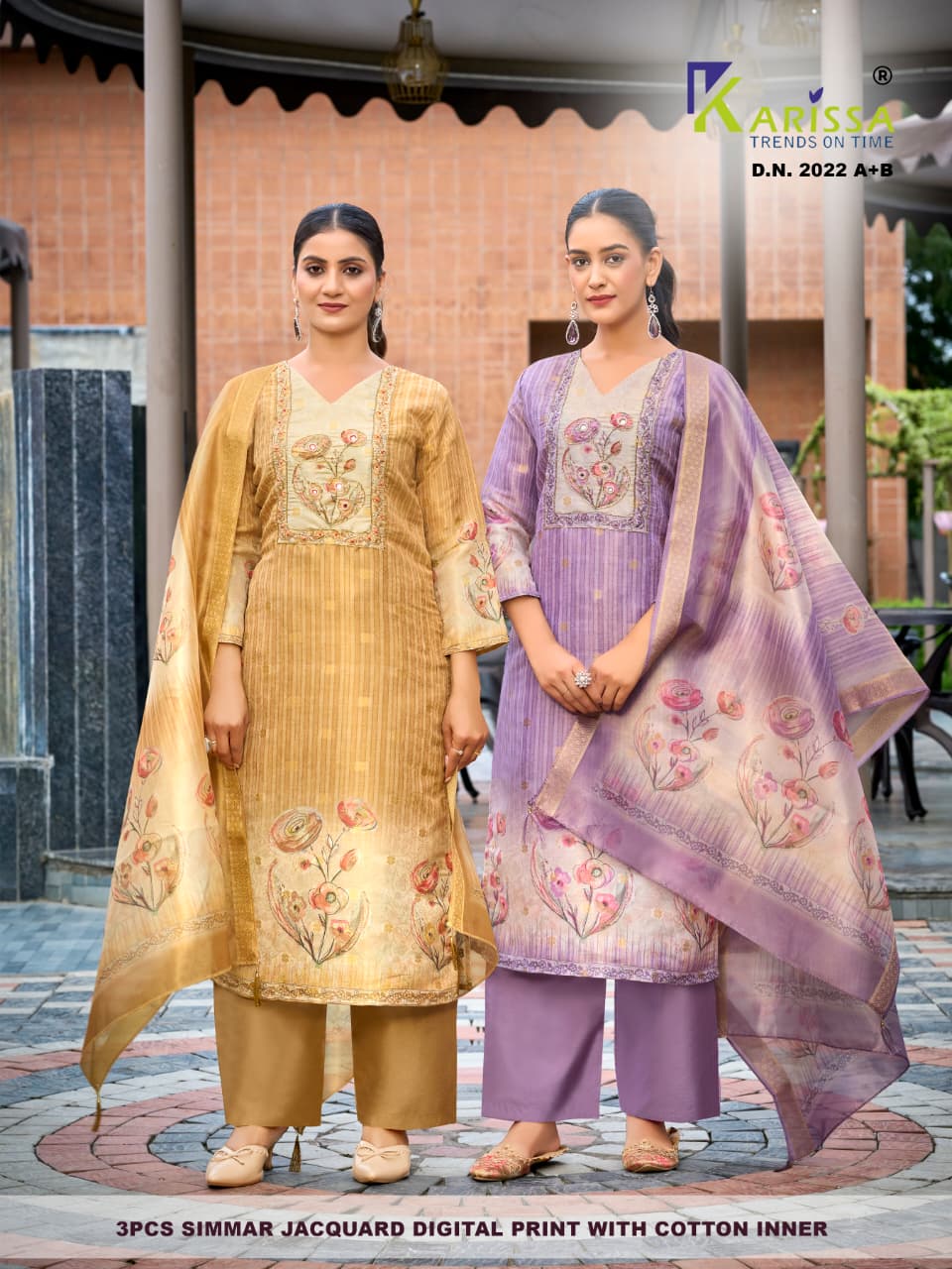 Karissa Setwise Premium Soft Shimmer Jacquard Digital Print 3-Piece Suit Set — Wholesale Kurtis, Karissa wholesale from Surat — Photo 17
