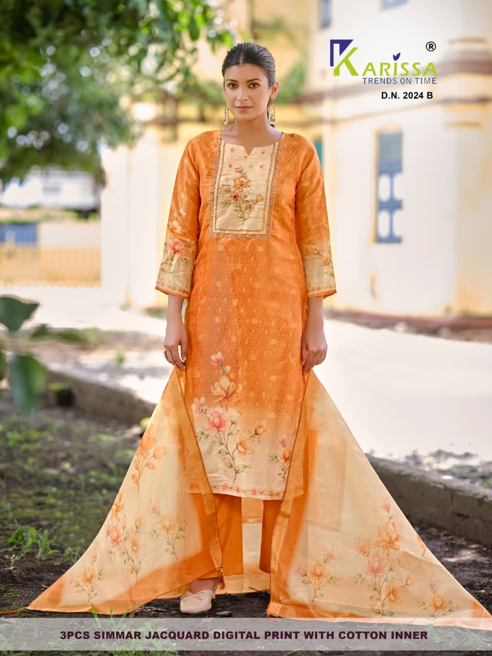 Karissa Setwise Premium Soft Shimmer Jacquard Digital Print 3-Piece Suit Set — Wholesale Kurtis, Karissa wholesale from Surat — Photo 16