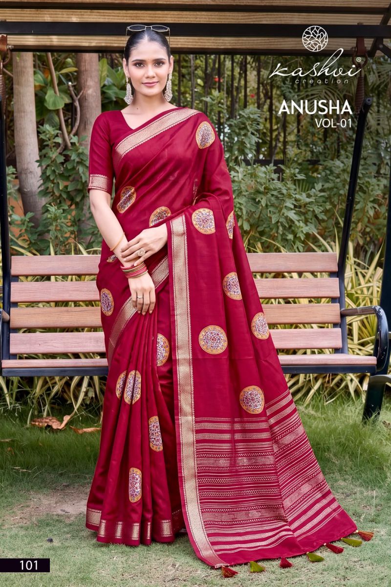 Kashvi Anusha Vol 1 Viscose Satin Saree with Jacquard Border Collection