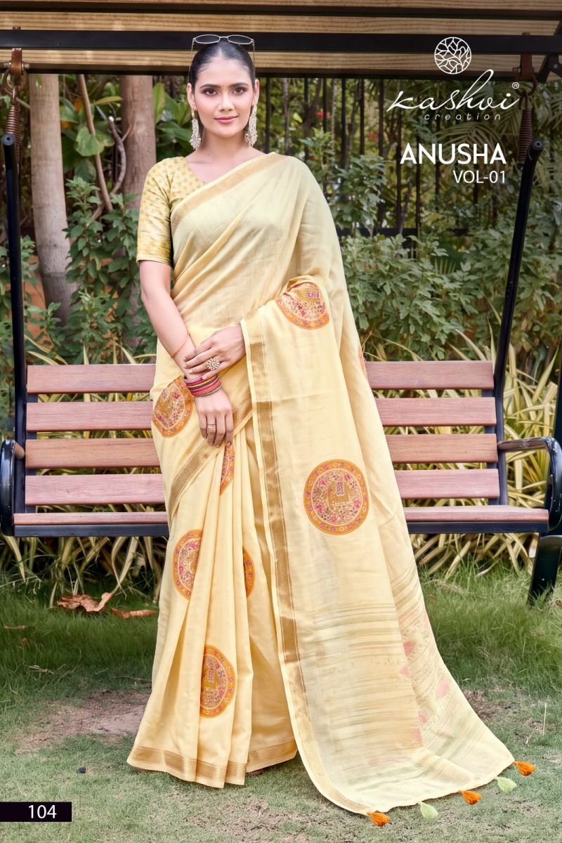 Kashvi Anusha Vol 1 Viscose Satin Saree with Jacquard Border Collection — Wholesale Sarees, Kashvi Creation wholesale from Surat — Photo 6