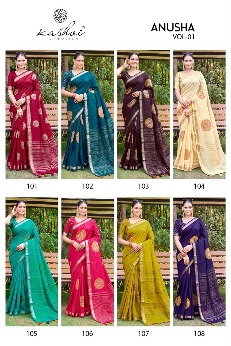 Kashvi Anusha Vol 1 Viscose Satin Saree with Jacquard Border Collection — Wholesale Sarees, Kashvi Creation wholesale from Surat — Photo 9
