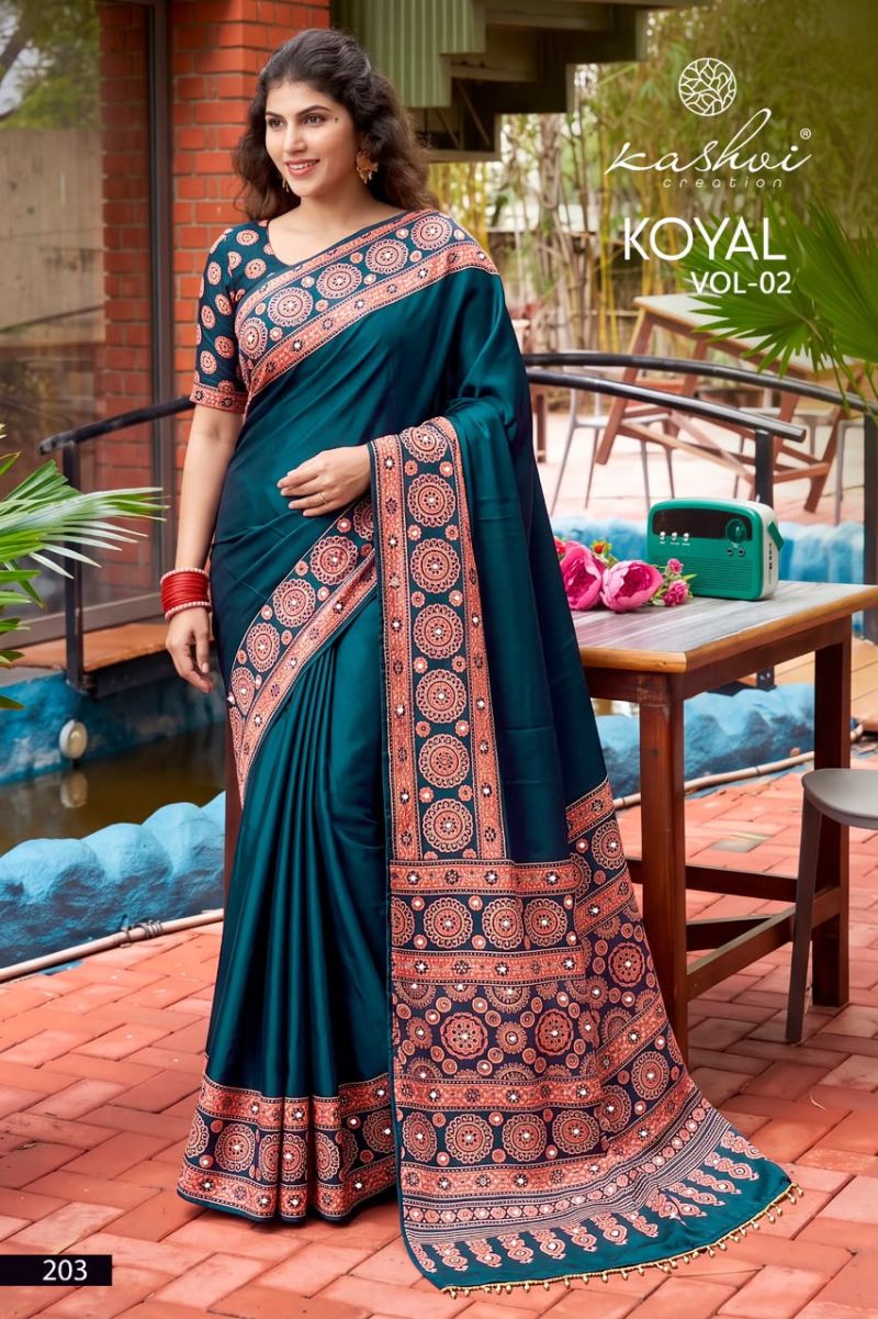 Kashvi Koyal Vol 2 Japan Satin Mirror Work Saree Collection Wholesale — Wholesale Sarees, Kashvi Creation wholesale from Surat — Photo 2
