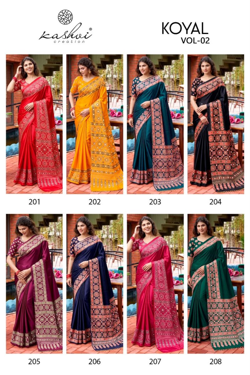 Kashvi Koyal Vol 2 Japan Satin Mirror Work Saree Collection Wholesale — Wholesale Sarees, Kashvi Creation wholesale from Surat — Photo 9