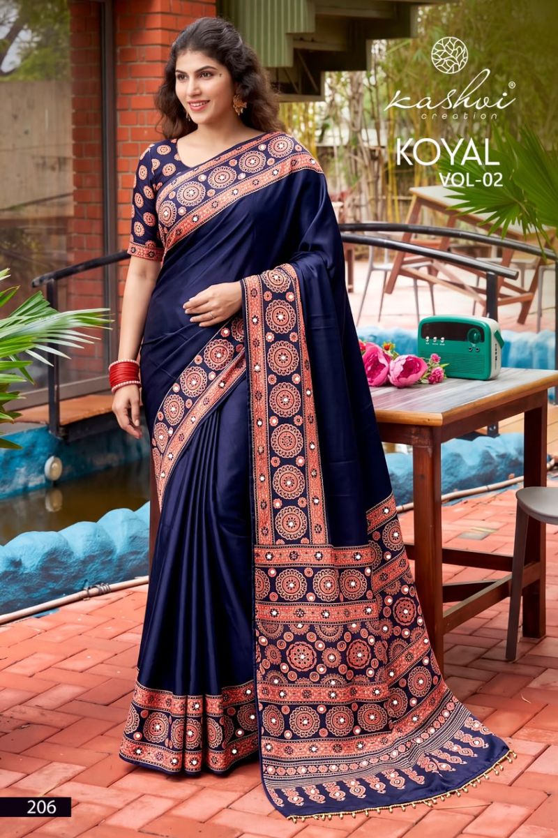 Kashvi Koyal Vol 2 Japan Satin Mirror Work Saree Collection Wholesale