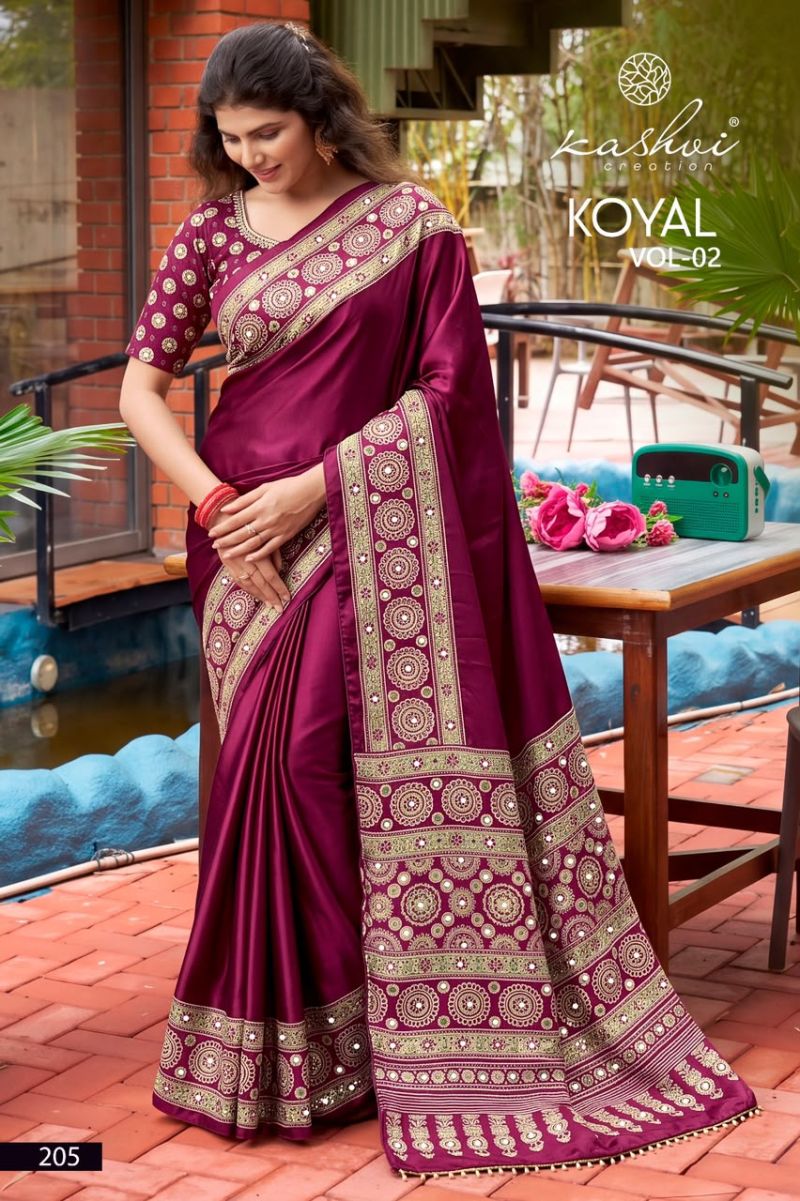 Kashvi Koyal Vol 2 Japan Satin Mirror Work Saree Collection Wholesale — Wholesale Sarees, Kashvi Creation wholesale from Surat — Photo 7
