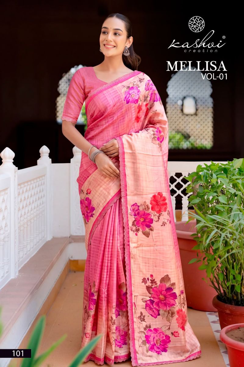 Kashvi Mellisa Vol 1 Viscose Satin Digital Print Swarovski Work Saree — Wholesale Sarees, Kashvi Creation wholesale from Surat — Photo 5