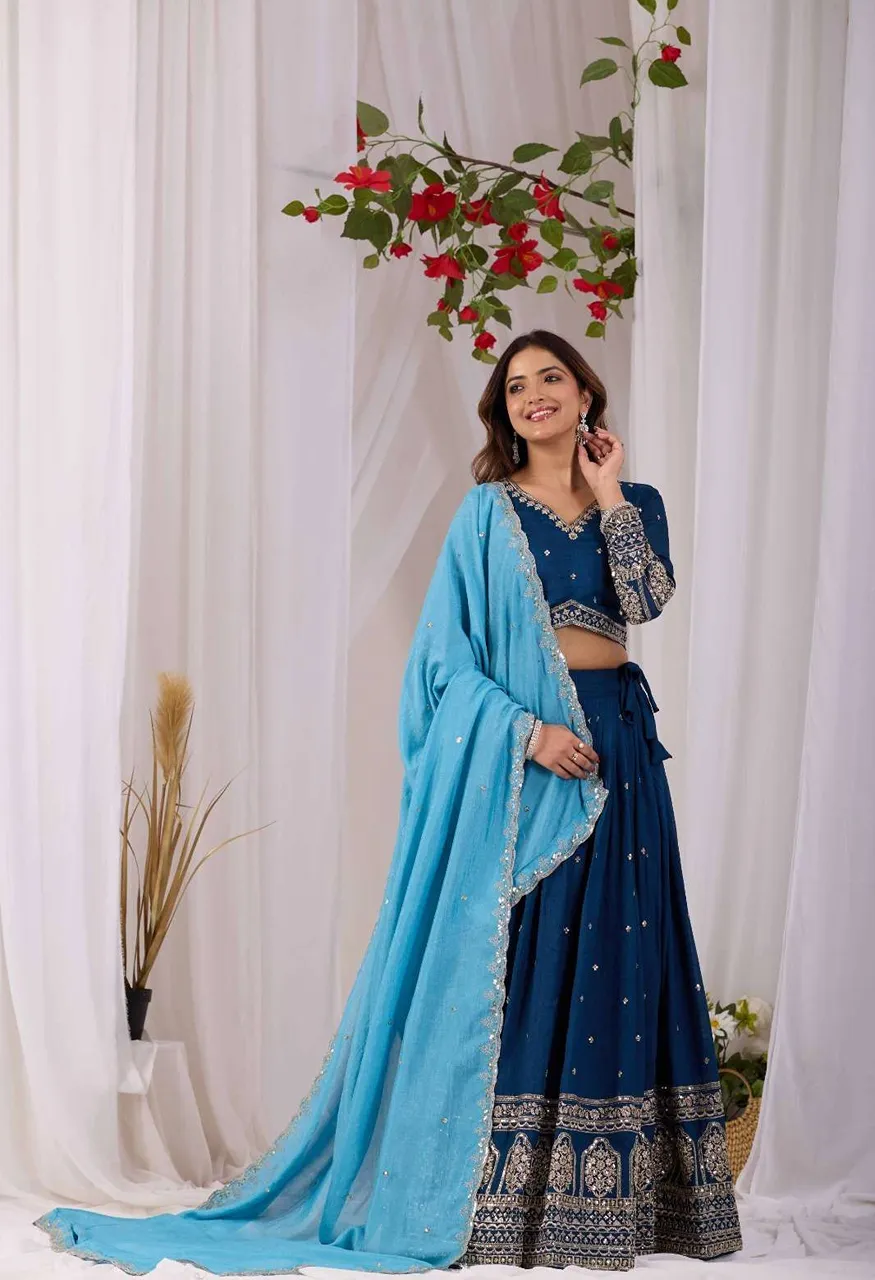 Kd 01 Sik Sequence Embroidery Designer Festive Wear Ladies Lehenga Choli Catalog
