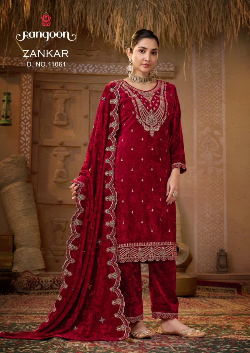 Kessi Rangoon Zankar Makhmal Velvet Embroidered Designer Salwar Kameez