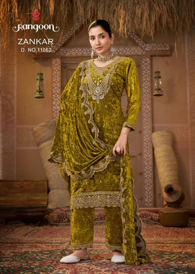 Kessi Rangoon Zankar Makhmal Velvet Embroidered Designer Salwar Kameez — Wholesale Salwar Suits, Kessi wholesale from Surat — view 4