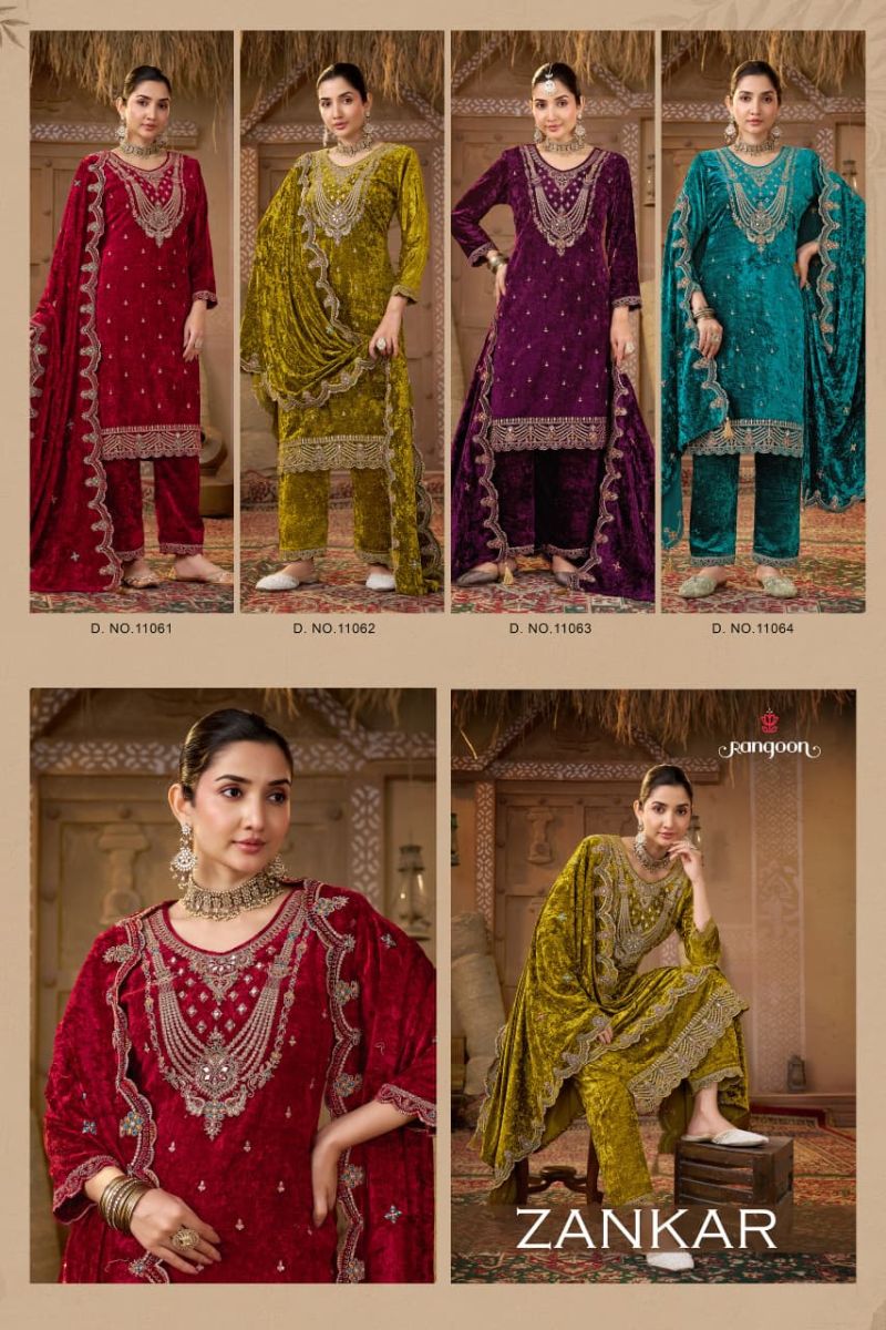Kessi Rangoon Zankar Makhmal Velvet Embroidered Designer Salwar Kameez — Wholesale Salwar Suits, Kessi wholesale from Surat — view 5