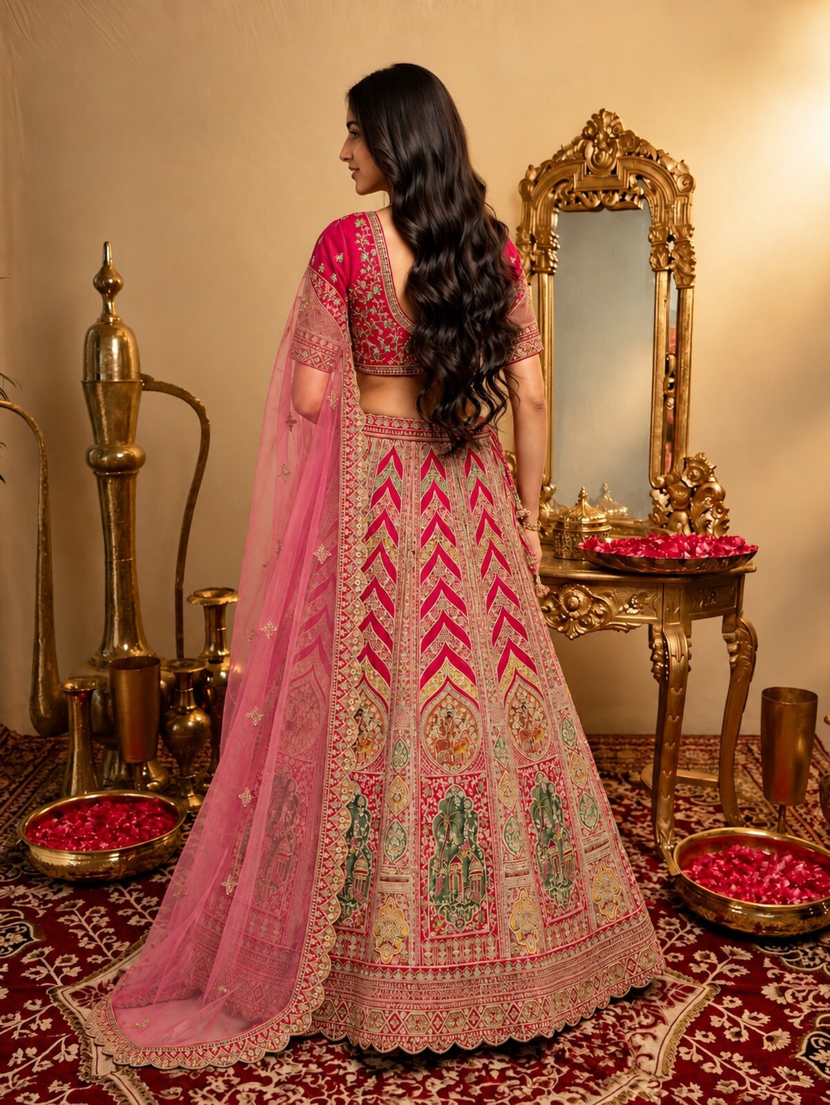 KF 2112 Rani Raw Silk Bridal Lehenga Choli with Zari Dori Work — Wholesale Lehenga, Vardan Ethnic wholesale from Surat — Photo 4