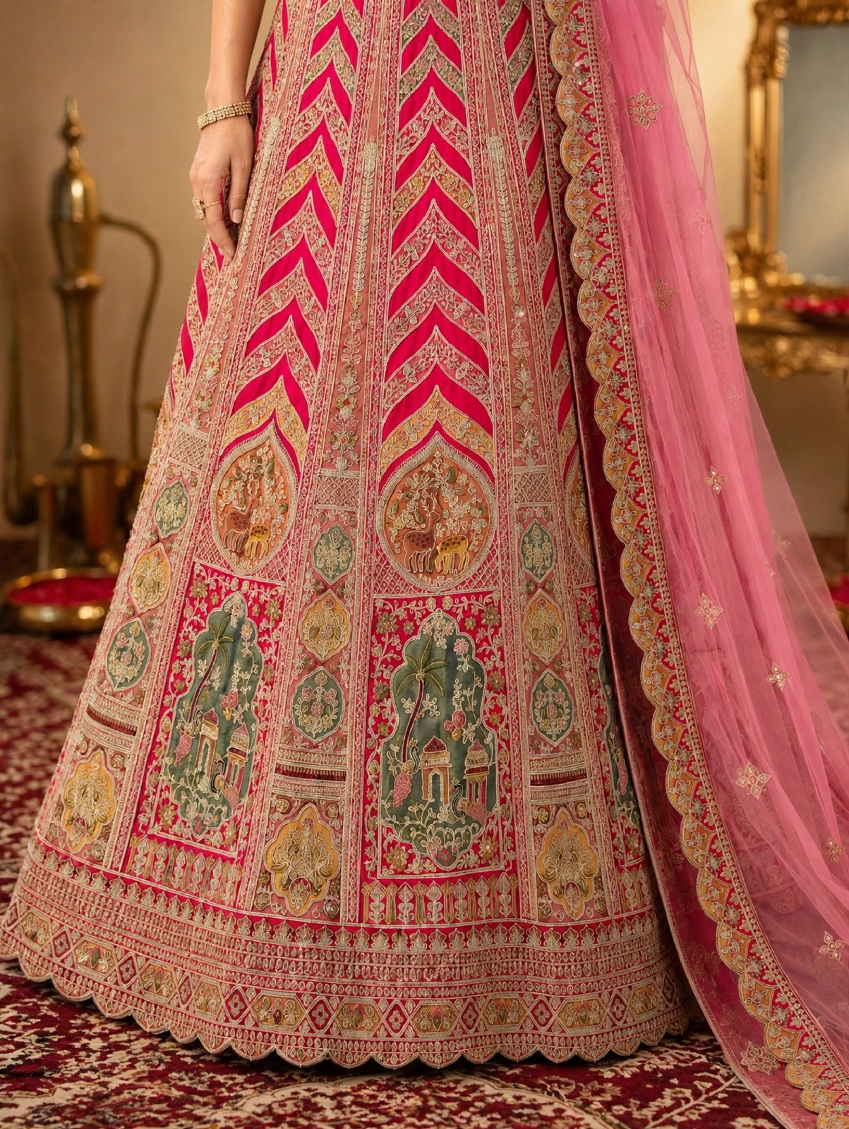 KF 2112 Rani Raw Silk Bridal Lehenga Choli with Zari Dori Work — Wholesale Lehenga, Vardan Ethnic wholesale from Surat — Photo 5