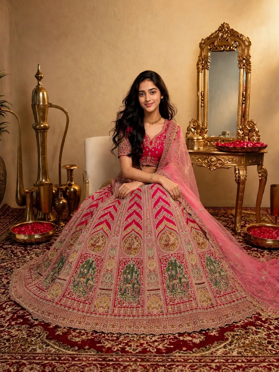 KF 2112 Rani Raw Silk Bridal Lehenga Choli with Zari Dori Work — Wholesale Lehenga, Vardan Ethnic wholesale from Surat — Photo 2