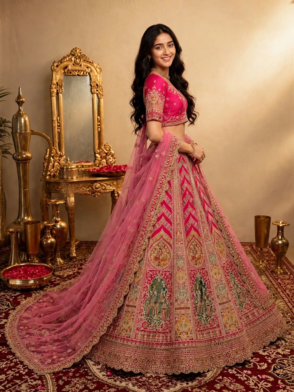 KF 2112 Rani Raw Silk Bridal Lehenga Choli with Zari Dori Work — Wholesale Lehenga, Vardan Ethnic wholesale from Surat — Photo 3